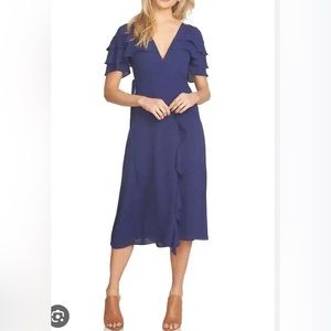 1.State Blue Wrap Midi Dress Size Medium